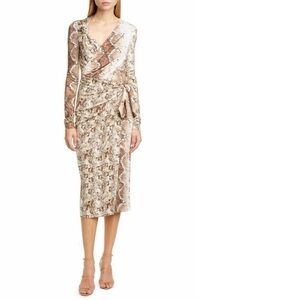 ALTUZARRA Dinah Snakeskin Print Midi Dress in Ivory